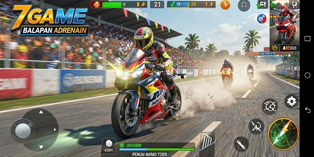 Gameplay intens balapan motor dengan grafik memukau.