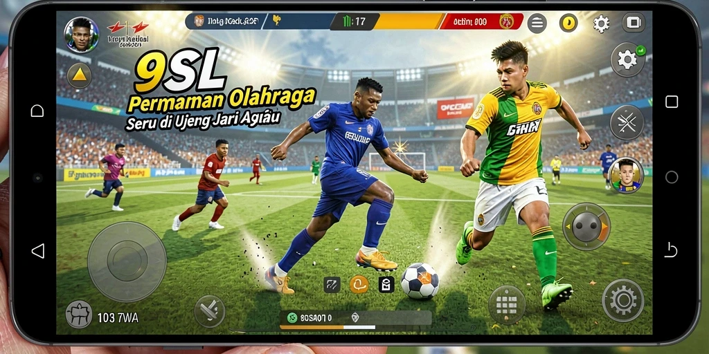 Screenshot utama 9SL menampilkan aksi olahraga yang mendebarkan.
