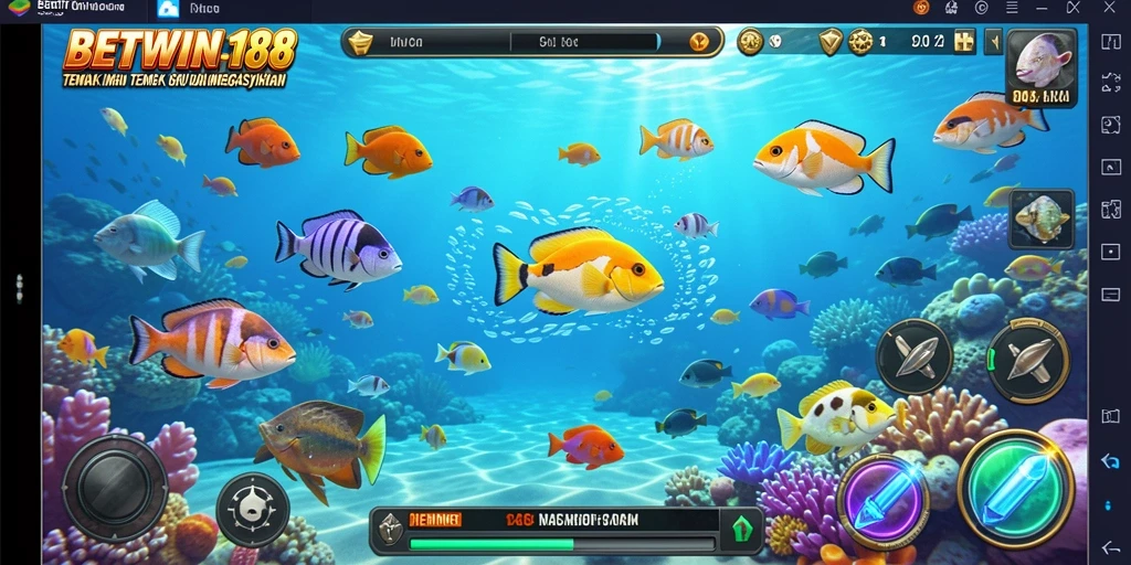 Screenshot utama BETWIN188 menampilkan gameplay seru Tembak Ikan.