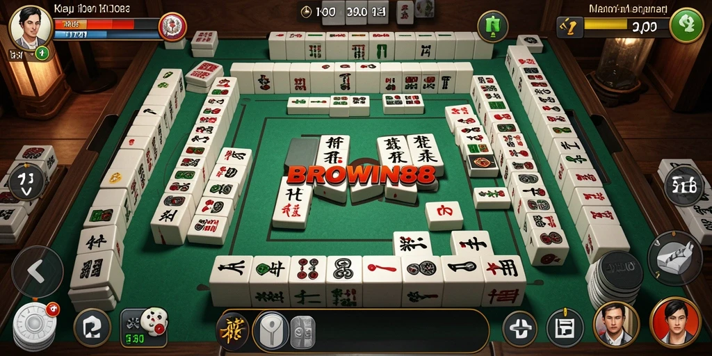 Screenshot gameplay BROWIN88 yang menunjukkan aksi Mahjong seru.