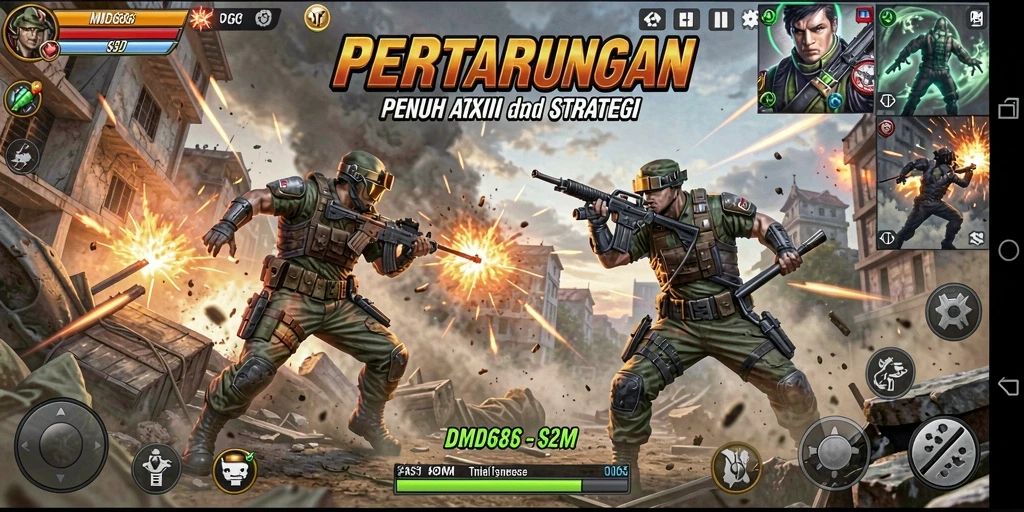 Screenshot DMD686 menunjukkan aksi pertarungan yang seru dan dinamis.