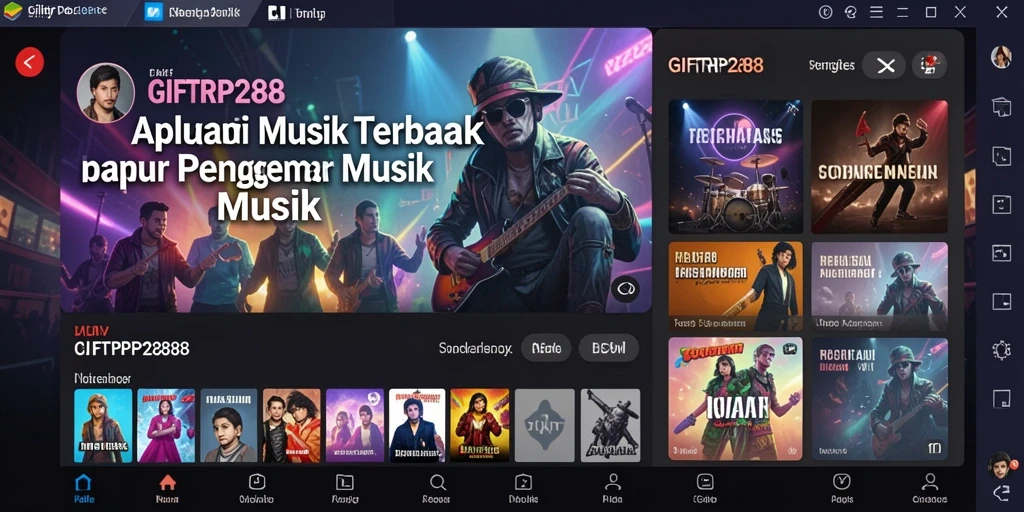 Gameplay GIFTRP288 menampilkan antarmuka yang menarik dan koleksi musik yang kaya.