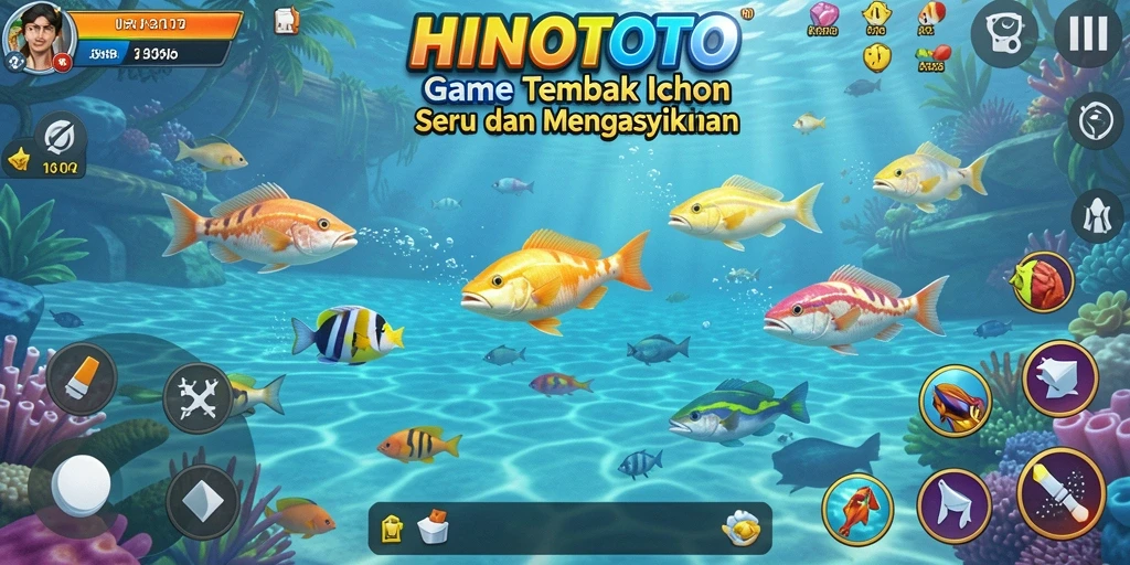 Tangkapan layar gameplay HINOTOTO yang penuh aksi Tembak Ikan.