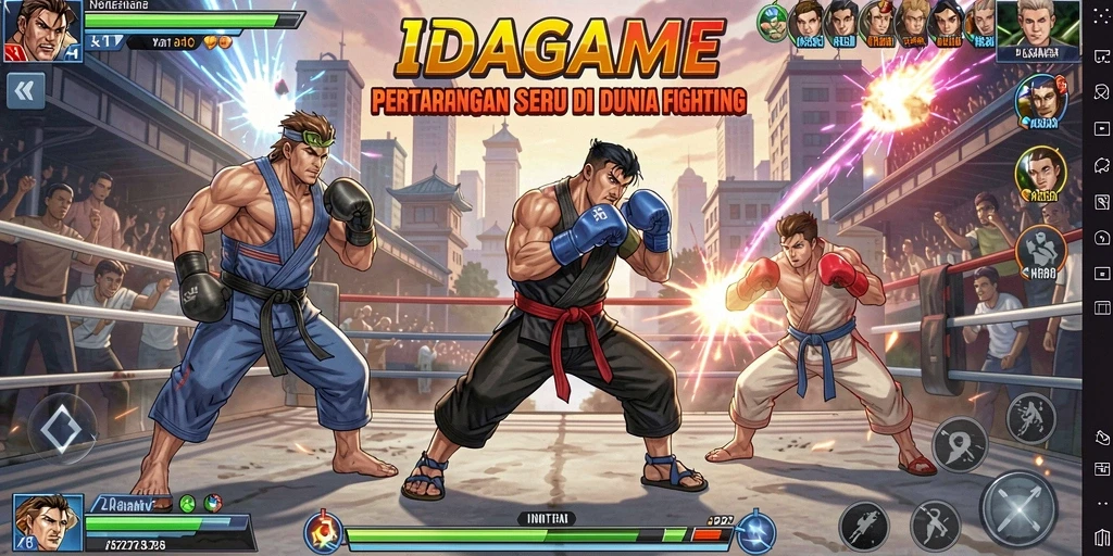 Tampilan gameplay seru di IDAGAME yang menampilkan pertarungan intens.