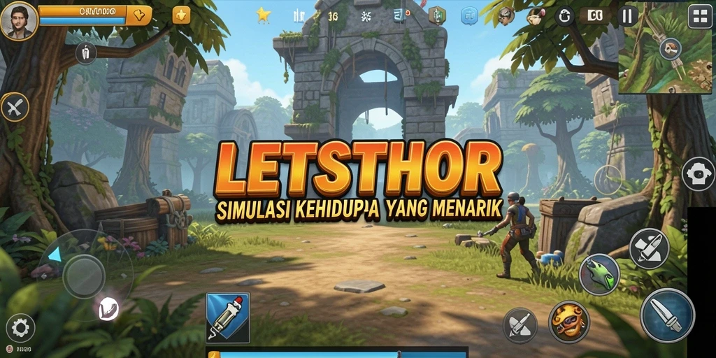Tampilan menarik dari gameplay LETSTHOR yang menggambarkan kehidupan virtual.