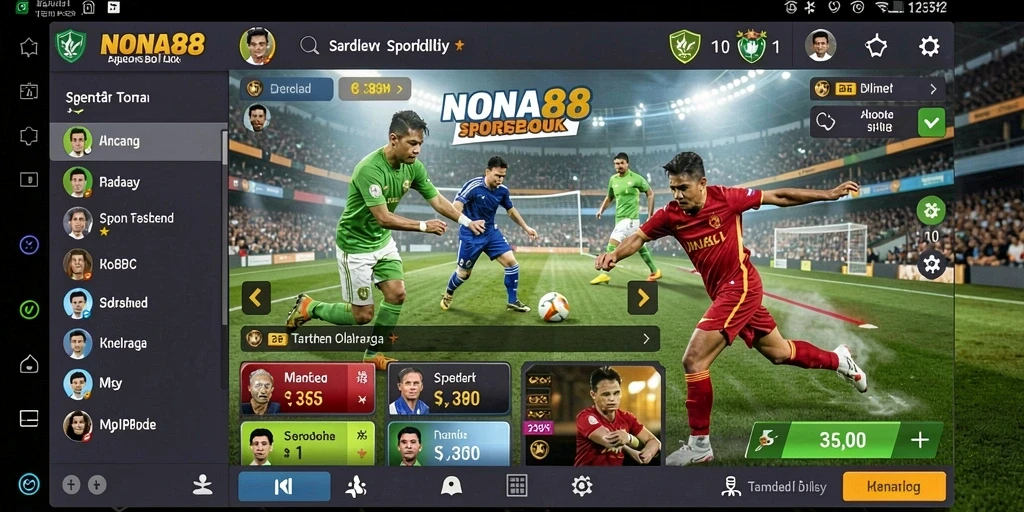 Tampilan gameplay NONA88 yang menampilkan Bursa Taruhan Olahraga.