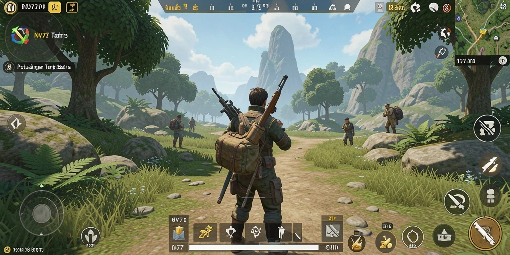 Tampilan aksi seru dalam dunia Open World NV77.