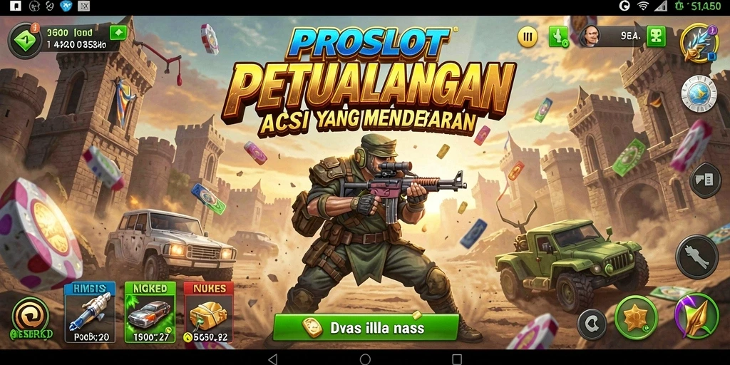 Screenshot utama PROSLOT menampilkan aksi gameplay mendebarkan.