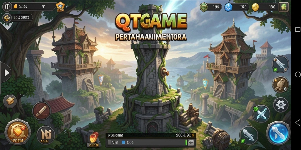 Tampilan gameplay QTGAME yang menegangkan dalam Tower Defense.