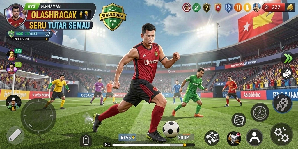 Tampilan gameplay RK55 yang menarik dalam olahraga.