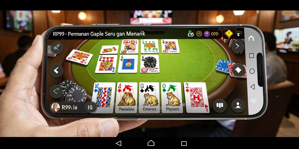 Screenshot gameplay RP99 menampilkan aksi seru dalam permainan Gaple.