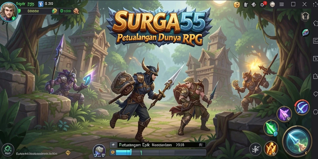 Screenshot gameplay SURGA55 yang menampilkan aksi pertempuran epik.