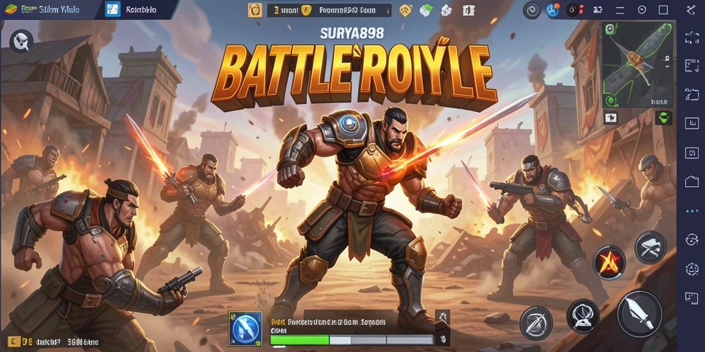 Tampilan aksi mendebarkan dalam gameplay Battle Royale SURYA898.