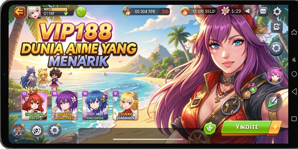 Screenshot gameplay VIP188 yang menampilkan karakter Anime yang beraksi.