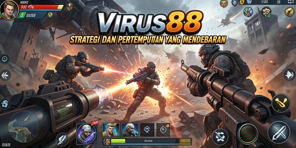 Tampilan gameplay seru yang penuh strategi dalam VIRUS88.