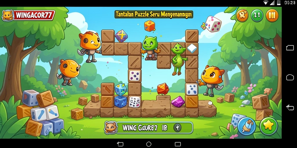 Screenshot gameplay WINGACOR77 yang menampilkan tantangan puzzle yang seru.
