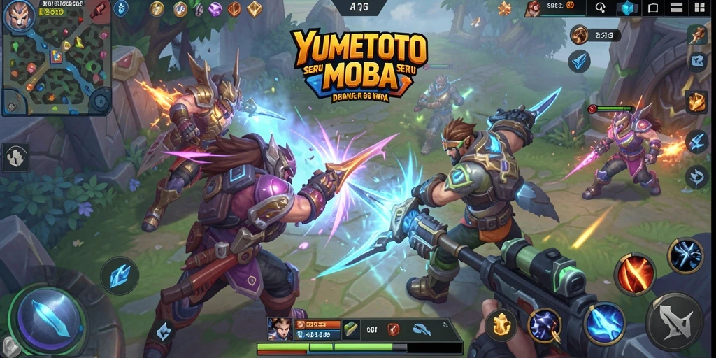 Gameplay seru dalam YUMETOTO dengan pertarungan MOBA yang menantang.